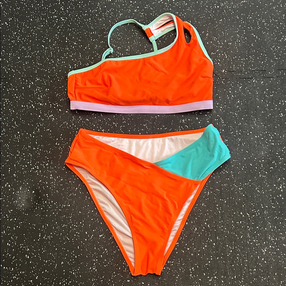 Cupshe Orange and Teal Bikini Set never worn